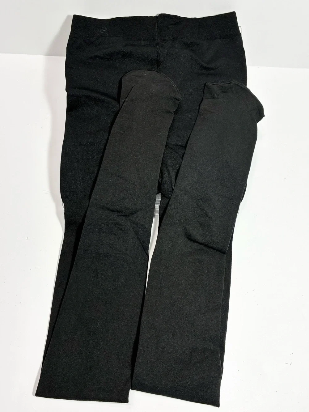 6 Pair Black Opaque Tights Lot: 1 Diamond Pattern, 5 Vintage Smooth, Size M/L
